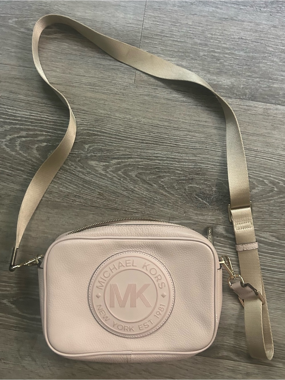 Michael Kors Blush Leather MK Logo Crossbody Bag
